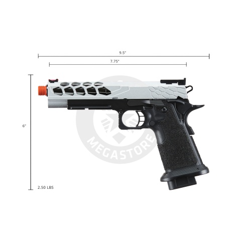 Lancer Tactical Stryk Hi-Capa 5.1 Gas Blowback Airsoft Pistol (Color: Black & Silver)
