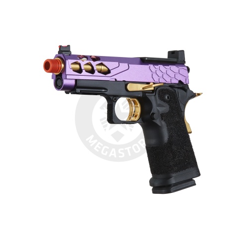 Lancer Tactical Stryk Hi-Capa 4.3 Gas Blowback Airsoft Pistol w/ Red Dot Mount (Color: Black, Purple, & Gold)