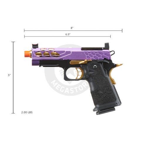 Lancer Tactical Stryk Hi-Capa 4.3 Gas Blowback Airsoft Pistol w/ Red Dot Mount (Color: Black, Purple, & Gold)