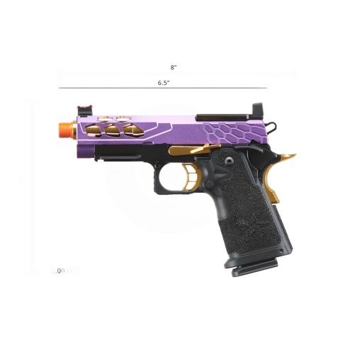 Lancer Tactical Stryk Hi-Capa 4.3 Gas Blowback Airsoft Pistol w/ Red Dot Mount (Color: Black, Purple, & Gold)