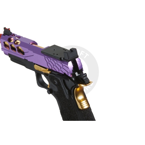 Lancer Tactical Stryk Hi-Capa 4.3 Gas Blowback Airsoft Pistol w/ Red Dot Mount (Color: Black, Purple, & Gold)