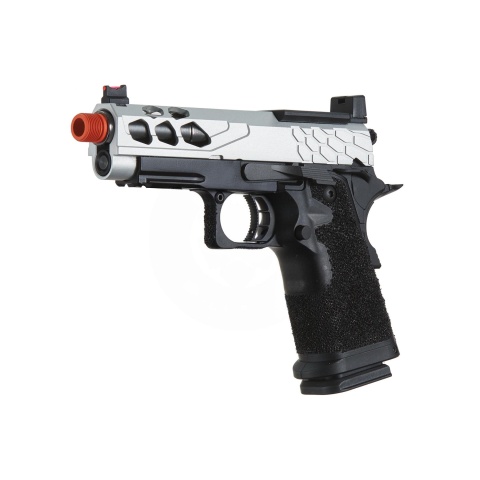 Lancer Tactical Stryk Hi-Capa 4.3 Gas Blowback Airsoft Pistol w/ Red Dot Mount (Color: Black & Silver)