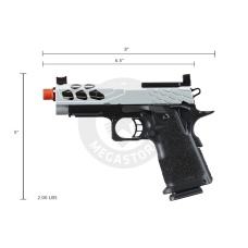 Lancer Tactical Stryk Hi-Capa 4.3 Gas Blowback Airsoft Pistol w/ Red Dot Mount (Color: Black & Silver)
