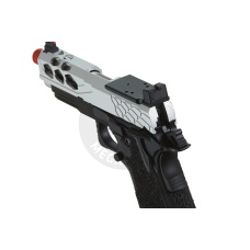 Lancer Tactical Stryk Hi-Capa 4.3 Gas Blowback Airsoft Pistol w/ Red Dot Mount (Color: Black & Silver)