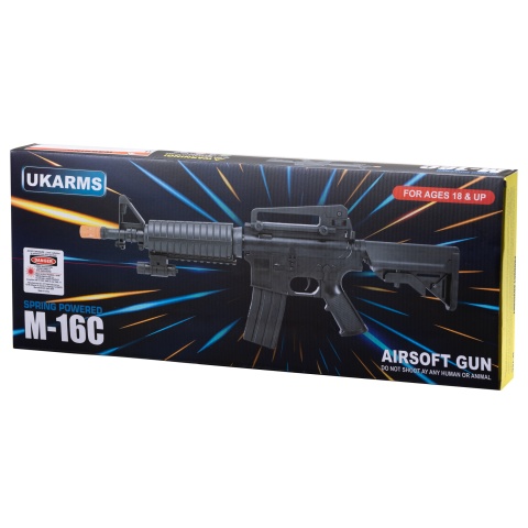 UK Arms M-16C Spring Operated Rifle with Laser Sight and M4 Carbine Handguard (Color: Black)