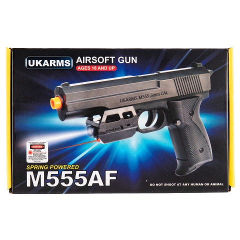 UK Arms M555AF Spring Airsoft Pistol w/ Laser and Flashlight