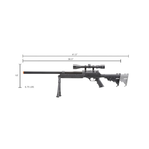 Well Fire MB06 Airsoft Bolt Action Sniper Rifle w/ Scope & Bipod (Color: Black)