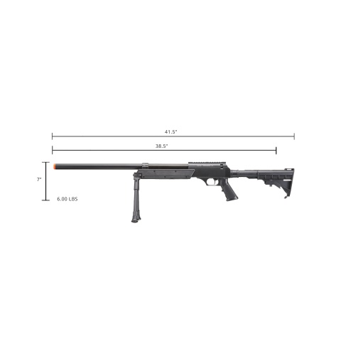 Well Fire Airsoft SR2 Bolt Action Rifle w/ Bipod (Color: Black)