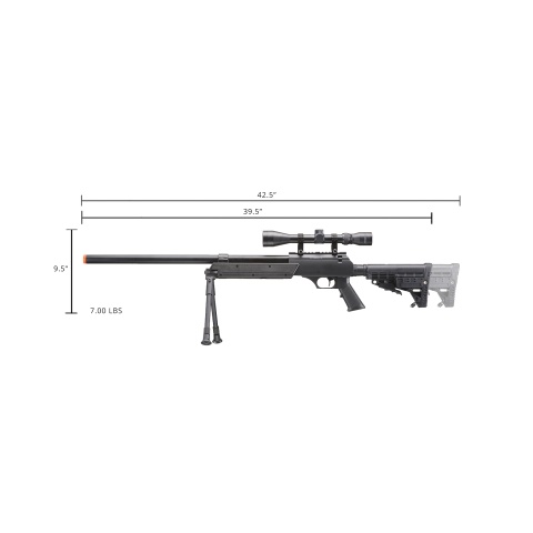 WellFire APS SR-2 Modular Airsoft Sniper Rifle - Scope & Bipod - BLACK