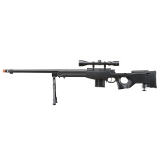 UK Arms Airsoft L96 Bolt Action Fluted Scope Rifle w/ Bipod - BLACK