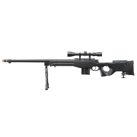 UK Arms Airsoft L96 Bolt Action Fluted Scope Rifle w/ Bipod - BLACK