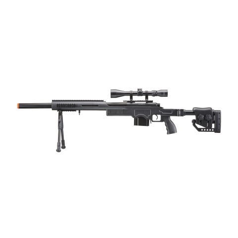 WellFire MB4410 Bolt Action Sniper Rifle w/ Scope and Bipod - BLACK