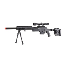 WellFire MB4410 Bolt Action Sniper Rifle w/ Scope and Bipod - BLACK