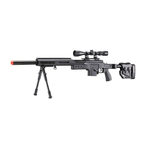 WellFire MB4410 Bolt Action Sniper Rifle w/ Scope and Bipod - BLACK