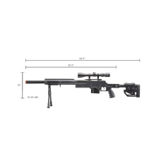 WellFire MB4410 Bolt Action Sniper Rifle w/ Scope and Bipod - BLACK