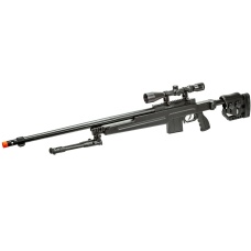 WellFire MB4415BAB Bolt Action Airsoft Sniper Rifle w/ Scope and Bipod (Color: Black)