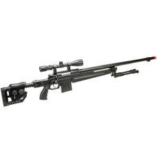 WellFire MB4415BAB Bolt Action Airsoft Sniper Rifle w/ Scope and Bipod (Color: Black)