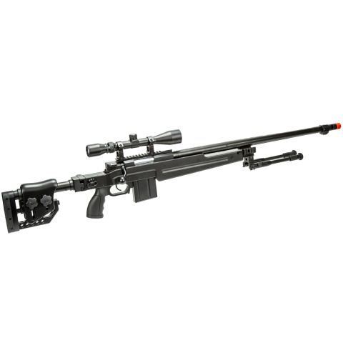 WellFire MB4415BAB Bolt Action Airsoft Sniper Rifle w/ Scope and Bipod (Color: Black)