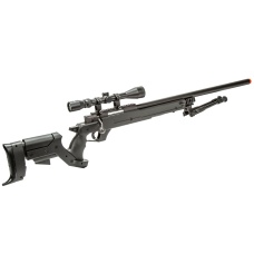 WellFire MBG22BAB Bolt Action Gas Powered Sniper Rifle w/ Scope and Bipod (Color: Black)