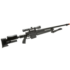 WellFire MBG86B Bolt Action Gas Powered Airsoft Sniper Rifle w/ Scope and Bipod (Color: Black)