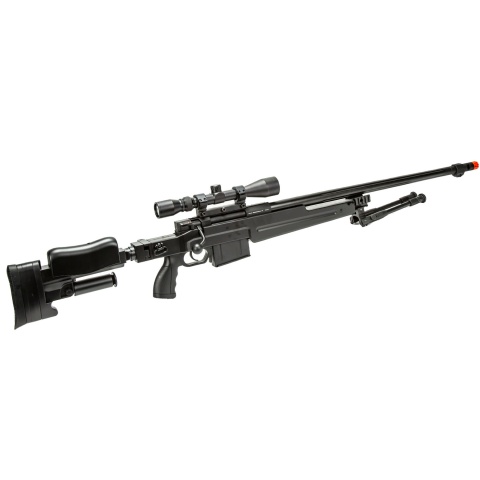 WellFire MBG86B Bolt Action Gas Powered Airsoft Sniper Rifle w/ Scope and Bipod (Color: Black)