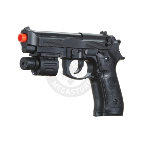 UK Arms P2218C Airsoft Spring Powered Pistol w/ Laser - BLACK
