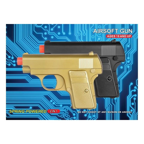 UK Arms Dual Spring Powered Airsoft Pistols (Color: Gold & Black)