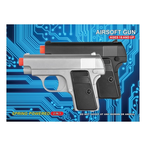 UK Arms Dual Spring Powered Airsoft Pistols (Color: Black & Silver)