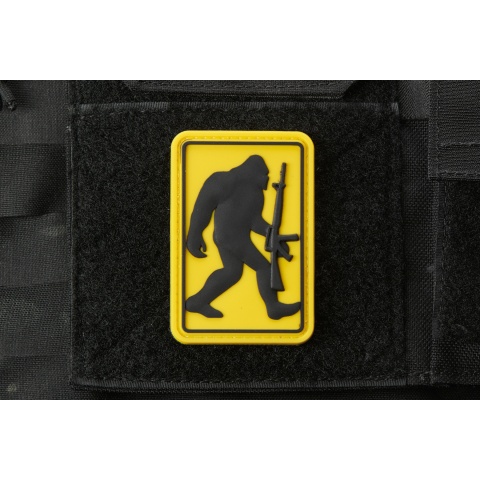 Tactical Bigfoot with Rifle PVC Morale Patch (Color: Yellow)