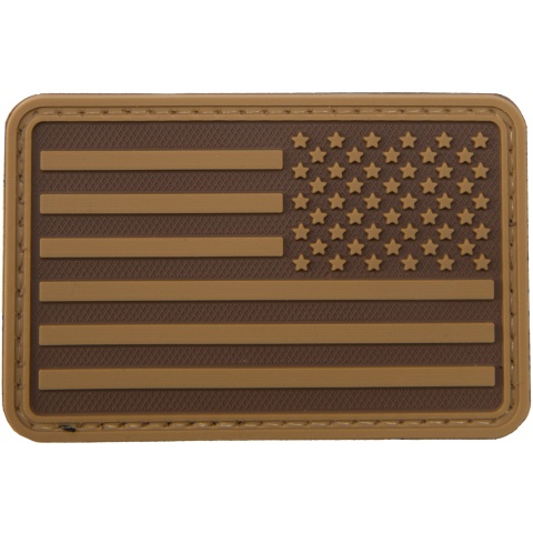 3D US Flag Reverse PVC Patch (Color: Coyote Brown)