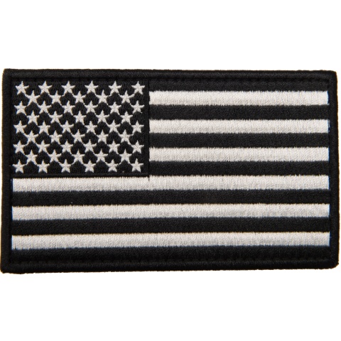 Large Embroidered Forward US Flag Patch (Color: Black and White)