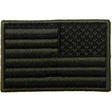 Embroidered Reverse US Flag Patch (Color: Green)