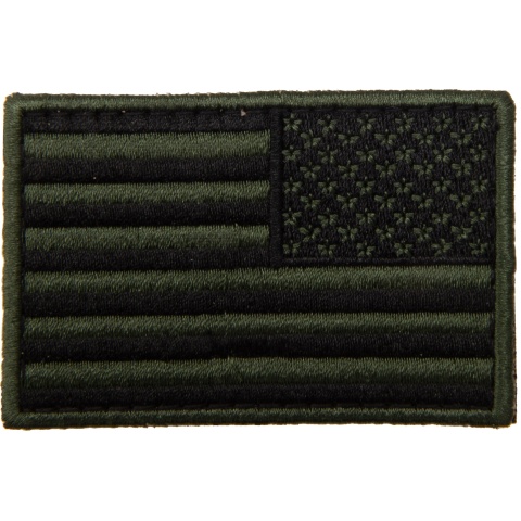 Embroidered Reverse US Flag Patch (Color: Green)