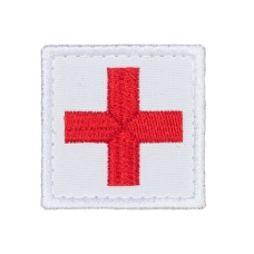 Embroidered Cross Medic Patch (Color: White and Red)
