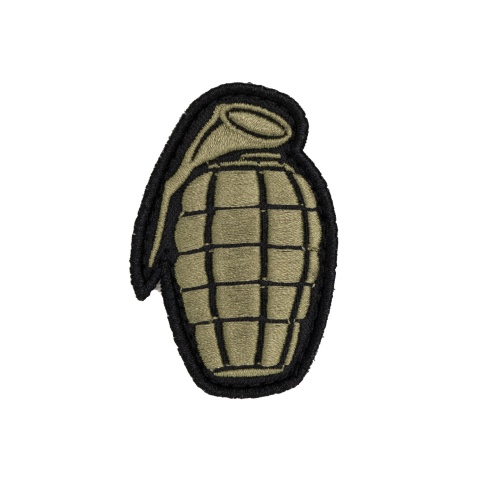 Embroidered Grenade Shape Patch w/ Black Background