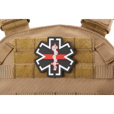 Medic Paramedic EMS EMT Medical Star of Life PVC Morale Patch w/ Red Line