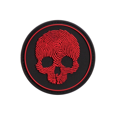 Fingerprint Skull PVC Patch (Color: Black / Red)