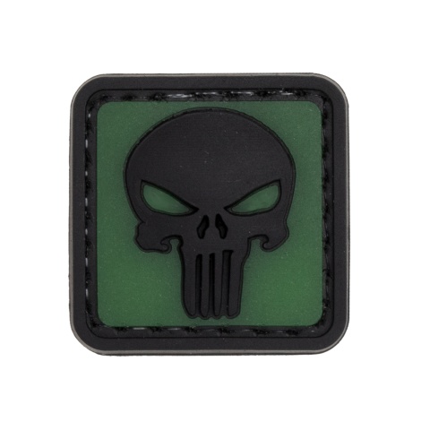 Glow in the Dark Small Punisher PVC Patch (Background Glow)