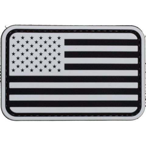US Flag Forward PVC Patch (Color: Black and White)