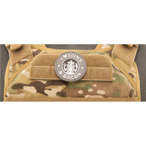 I Heart Guns & Bacon PVC Patch (Color: Black and Gray)