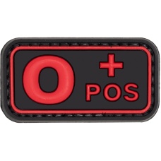 O-Positive Blood Type PVC Patch (Color: Black and Red)