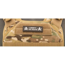 Liberty or Death Pirate Skull PVC Patch (Color: Black)