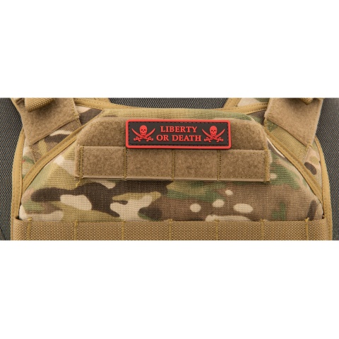 Liberty or Death Pirate Skull PVC Patch (Color: Red)
