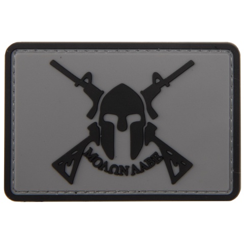 Molon Labe Spartan with Two Rifles PVC Patch (Color: Gray)