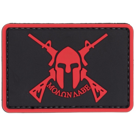 Molon Labe Spartan with Two Rifles PVC Patch (Color: Red)