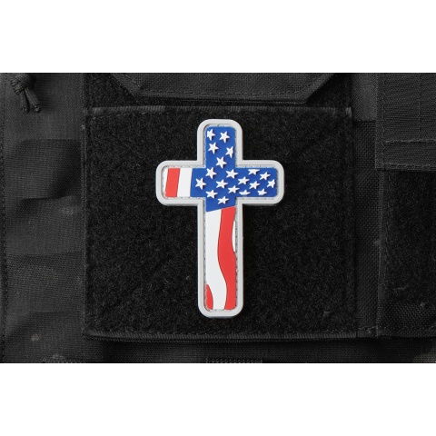 Jesus Christian Cross US Flag PVC Morale Patch