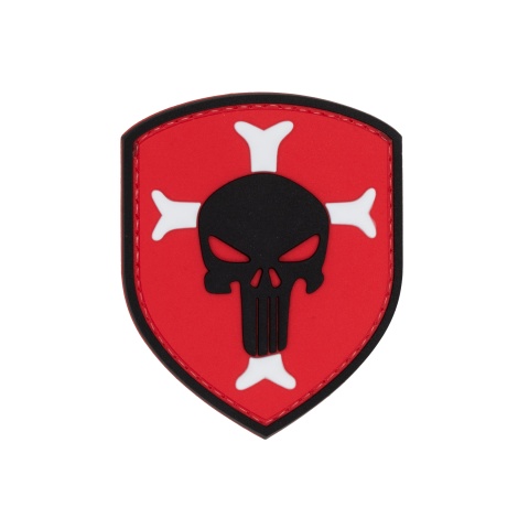 Knights Templar Crusaders Cross w/ Punisher PVC Patch (Color: Red)