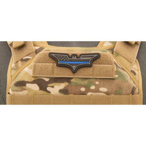 Batman US Flag PVC Patch (Color: Dark Gray w/ Blue Stripe)