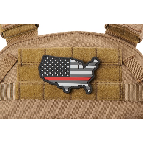 US Flag Map with Red Line PVC Morale Patch