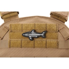 Shark with US Flag PVC Morale Patch (Color: Gray)